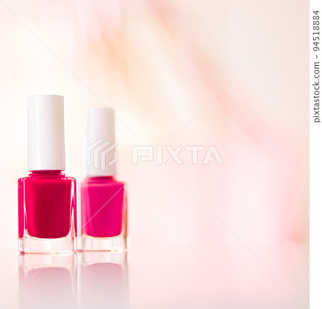 Shades of pink and red nail polish set on glamour background, nailpolish bottles for manicure and pedicure, luxury beauty cosmetics and make-up brand ad 94518884