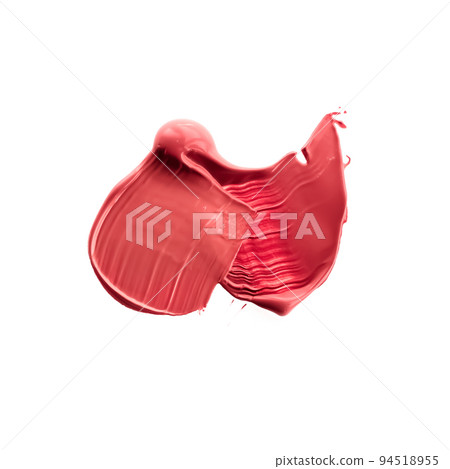 Pastel coral beauty swatch, skincare and makeup cosmetic product sample texture isolated on white background, make-up smudge, cream cosmetics smear or paint brush stroke closeup 94518955