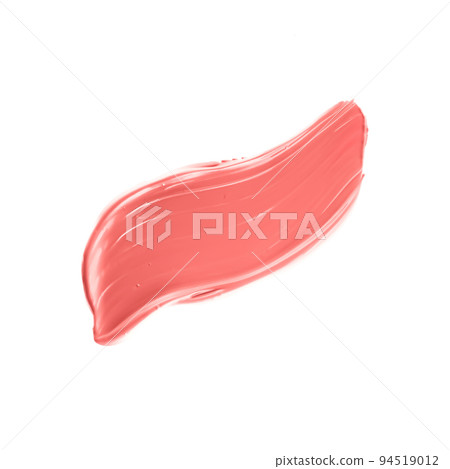 Pastel coral beauty swatch, skincare and makeup cosmetic product sample texture isolated on white background, make-up smudge, cream cosmetics smear or paint brush stroke closeup 94519012