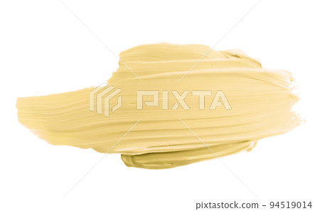 Pastel gold beauty swatch, skincare and makeup cosmetic product sample texture isolated on white background, make-up smudge, cream cosmetics smear or paint brush stroke closeup 94519014