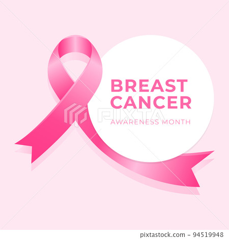 Breast cancer awareness month background design with realistic pink silk ribbon	 94519948