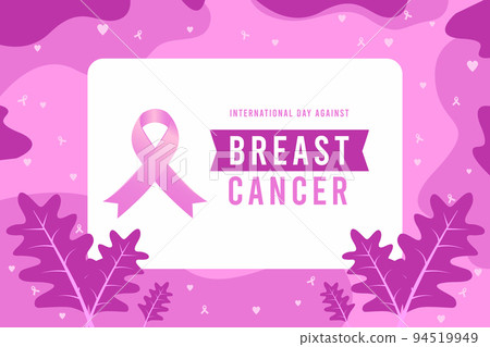 Breast cancer awareness month background design with realistic pink silk ribbon	 94519949