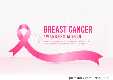 Breast cancer awareness month background design with realistic pink silk ribbon	 94519950