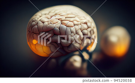 Banner with a stylized brain. Focus in the center. Blurred background. Digital illustration. Banner with a stylized brain. Focus in the center. Blurred background. Digital illustration. 94520038