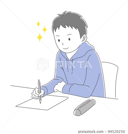 Male student in plain clothes studying Male student in plain clothes studying 94520250