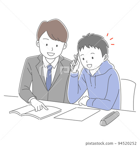 Male students studying and male teachers teaching study 94520252