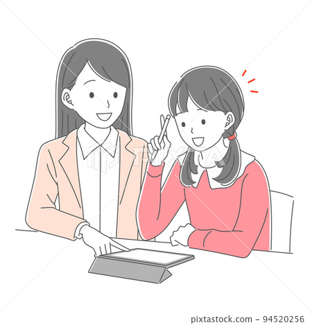 在平板電腦上學習的女學生和女教師教學 在平板電腦上學習的女學生和女教師教學 94520256