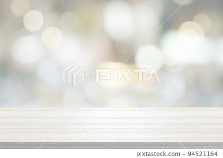 Empty wooden table for present product on bokeh blur background image. 94521164