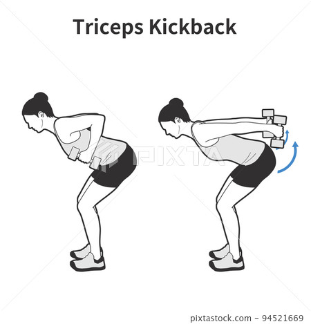 Triceps Kickback Dumbbell Exercise Women Triceps Kickback Dumbbell Exercise Women 94521669