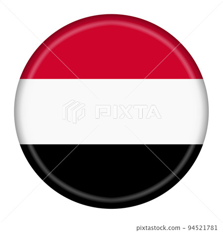 Yemen flag button 3d illustration with clipping path 94521781