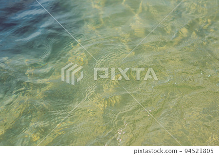 Background of transparent blue sea water top view 94521805