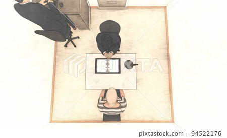Police interrogation room male illustration Police interrogation room male illustration 94522176