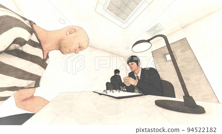 Police interrogation room male illustration 94522182