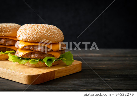 pork hamburger or pork burger with cheese 94522279