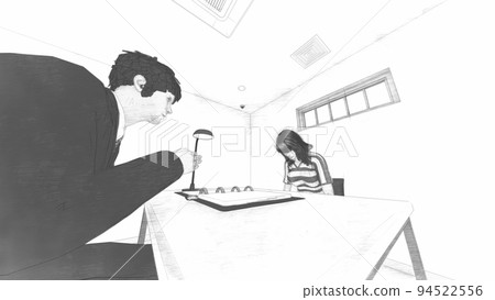 警察審訊室女性插畫 94522556