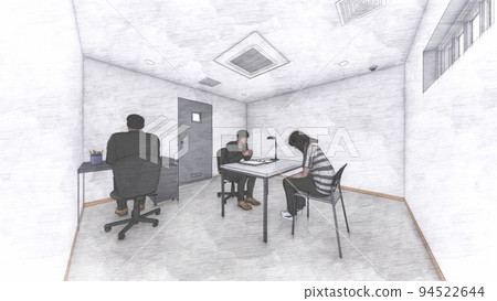 Police interrogation room female illustration 94522644
