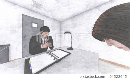 Police interrogation room female illustration 94522645