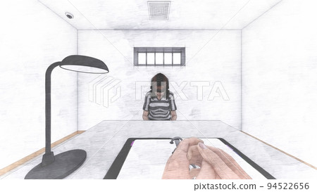 Police interrogation room female illustration 94522656
