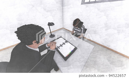 Police interrogation room female illustration 94522657