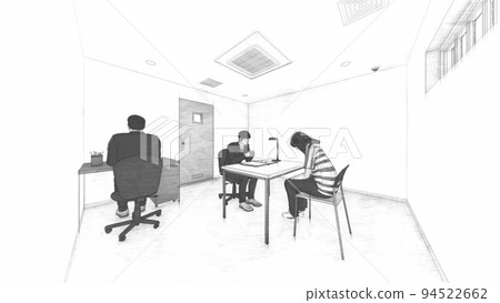Police interrogation room female illustration Police interrogation room female illustration 94522662