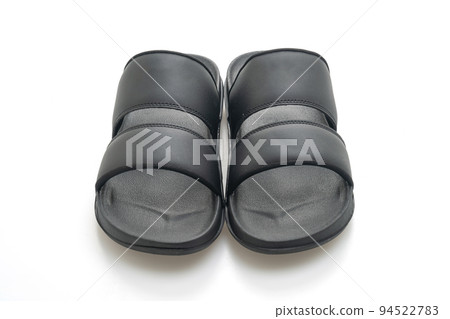 black leather sandals on white background black leather sandals on white background 94522783