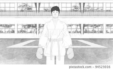 空手道比賽前比賽男插畫 94523016