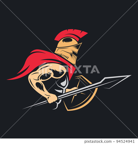 spartan warrior holding spear and shield vector illustration concept design spartan warrior holding spear and shield vector illustration concept design 94524941