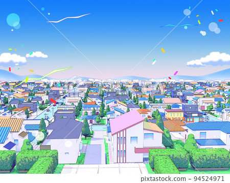 Residential area CG pastel color cityscape background pop 94524971