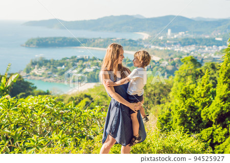 Mom and son on Karon View Point in sunny day. Phuket 94525927