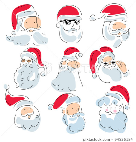Santa portrait doodle line art 94526184