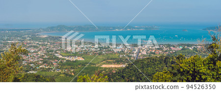 BIG panorama High angle view beautiful landscape of Ao Chalong bay and city sea side in Phuket Province, Thailand BIG panorama High angle view beautiful landscape of Ao Chalong bay and city sea side in Phuket Province, Thailand 94526350