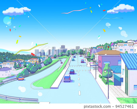 Residential area CG pastel color cityscape background pop 94527461