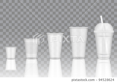 Vector transparent disposable plastic cup mockups Vector transparent disposable plastic cup mockups 94528624