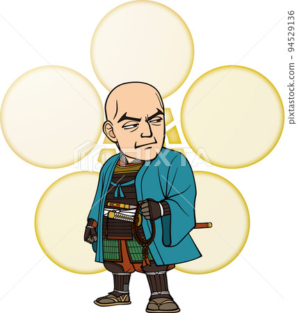 Standing figure of Junkei Tsutsui wearing armor [3 heads and family crest] 94529136