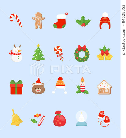 20種聖誕節的元素,拐杖糖與薑餅人與聖誕樹與雪人與聖誕花圈組合,用於賀卡邀請卡聖誕卡 20種聖誕節的元素,拐杖糖與薑餅人與聖誕樹與雪人與聖誕花圈組合,用於賀卡邀請卡聖誕卡 94529352