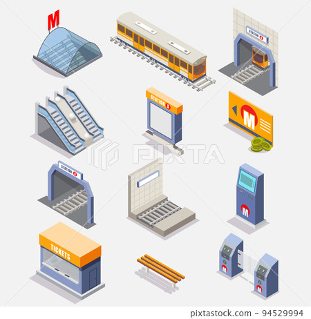 Subway or underground vector isometric icon set 94529994