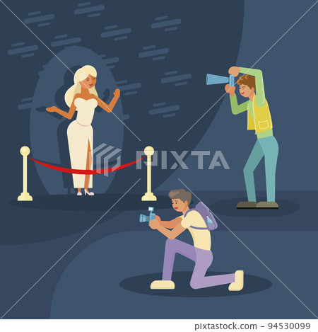 Vector flat illustration of paparazzi taking photo 94530099