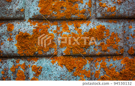 Brick textured background with orange moss texture Brick textured background with orange moss texture 94530132