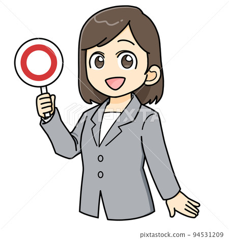 Female ◯ tag suit mini character illustration 94531209