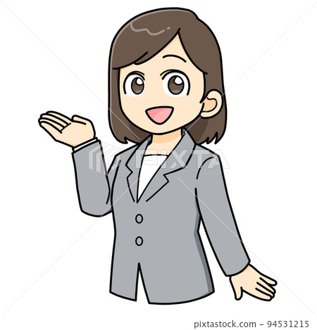 Female guide suit mini character illustration - Stock Illustration ...