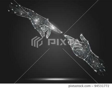 Touching hands vector geometric polygonal art background 94531772