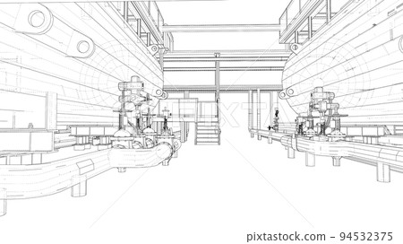 Sketch of industrial equipment. Vector Sketch of industrial equipment. Vector 94532375