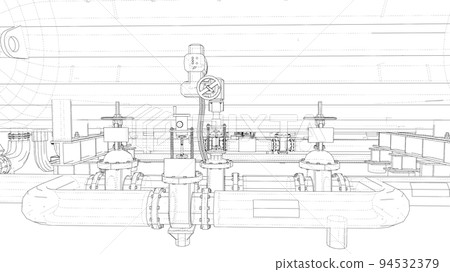 Sketch of industrial equipment. Vector Sketch of industrial equipment. Vector 94532379