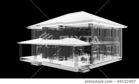 House 3D rendered xray transparent 94532407