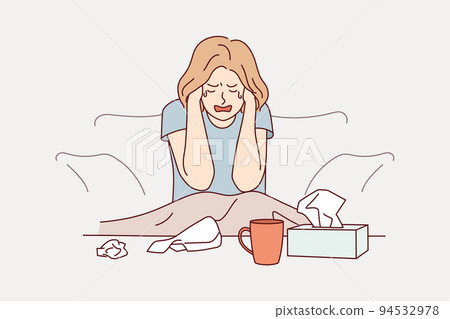 Unhappy woman crying at home Unhappy woman crying at home 94532978