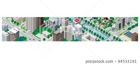 城市景觀的三維視圖。 94533191