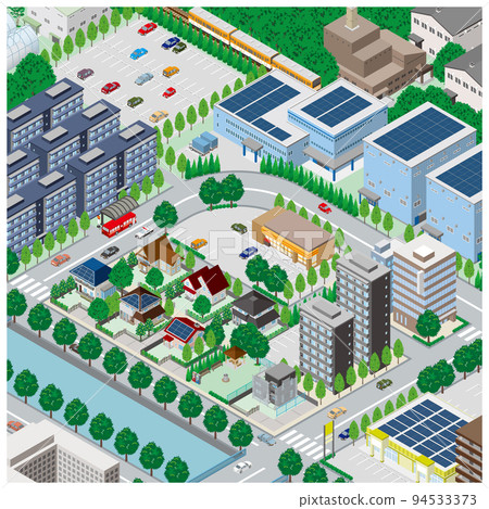 Three-dimensional view of the townscape. Cityscape. Three-dimensional view of the townscape. Cityscape. 94533373