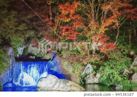 Autumn leaves and waterfall Autumn leaves and waterfall 94536187