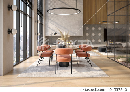 Modern style conceptual interior room 3d illustration 94537840