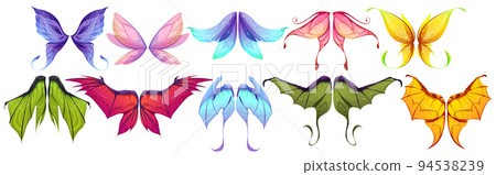 Wings of fairy, dragon or butterflies isolated set Wings of fairy, dragon or butterflies isolated set 94538239